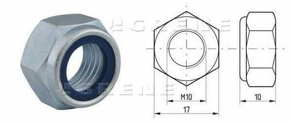 Pièces agricoles - Fasteners - Ecrou hexagonal autobloquant à bague nylon DIN985 M10x1.50 Kramp