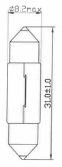 Pièces agricoles - Eclairage - Ampoule 24 V 3 W SV7 8x31