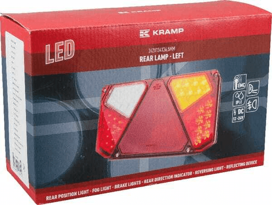 Pièces agricoles - Eclairage - Feu arrière LED rectangle gauche 12-24V, 242x134x36.5mm, Kramp