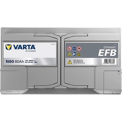 Pièces agricoles - Eclairage - Battery 12V 80Ah 800A N80 VARTA Dynamic EFB