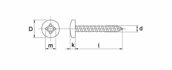 Pièces agricoles - Fasteners - Vis auto-perforante 6.3x19mm PH3, DIN 7981C Kramps auto-perforant