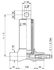 Pièces agricoles - Hydraulique - Vérin télescopique, 2 étages, course 695 mm
