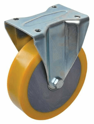 Pièces agricoles - Outils atelier - Roue fixe roulement polyurethane Ø200x50mm, Fixation de plaque: 110x145mm Load: 850kg, Ro-Carr