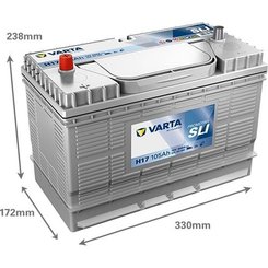 Pièces agricoles - Eclairage - Battery 12V 105Ah 800A H17 VARTA Promotive SLI