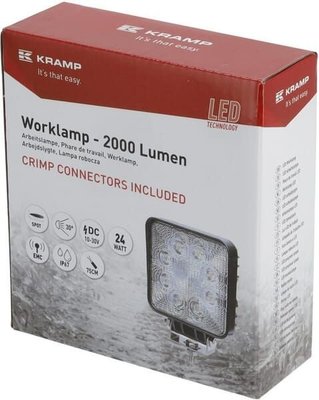 Pièces agricoles - Eclairage - Phare de travail LED, 24W, 2000lm, carrée, blanche, 107x52x136mm, spot, Kramp (boîte de 10 pièces)