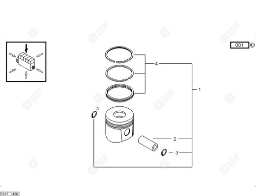 Pièces agricoles - Pieces moteur - JEU DE SEGM.PISTON Deutz-Fahr origine