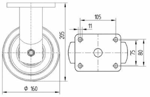 Pièces agricoles - Outils atelier - Roulette pivotante, chape et platine en acier mécano-soudé, zingué bleu