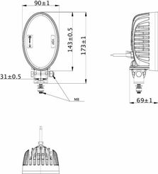 Pièces agricoles - Eclairage - Phare de travail LED, 24 W, 2240 lm, ovale, faisceau large , Kramp