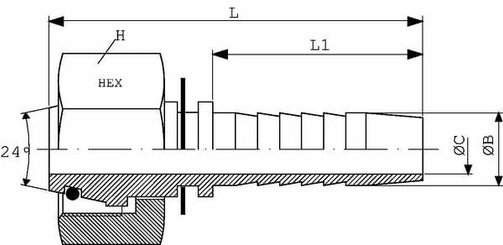 Pièces agricoles - Hydraulique - Raccord à sertir DN13-M24x1,5-16S inox