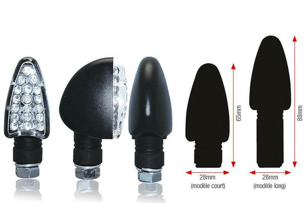Pièces Quad & Motos - Equipement véhicule - Clignotants BIHR Triangle LED long noir universel