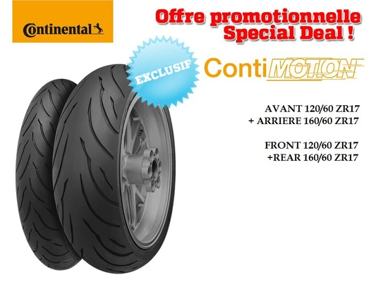 Pièces Quad & Motos - Pneumatiques - Train de pneus Sport-Touring CONTINENTAL ContiMotion (120/60 ZR 17 + 160/60 ZR 17)
