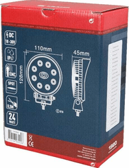 Pièces agricoles - Eclairage - Phare de travail LED rond 24W 1920lm, 10/30V, Ø 110mm, longue portée 8 LED Kramp