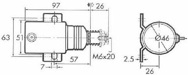 Pièces agricoles - Eclairage - Solenoïde de stop 12 V 25mm 70