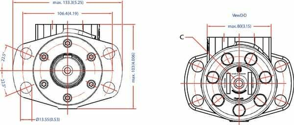 Pièces agricoles - Hydraulique - Moteur Orbit Cardan Ø32- 4-L-L
