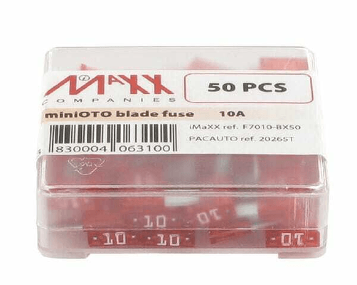 Pièces agricoles - Electricité - Fusible lame mini 32V 10A longueur 16,3mm rouge pack 50x iMaXX