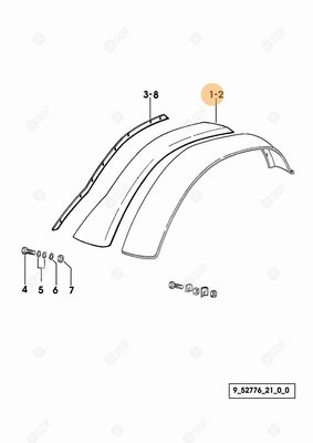 Pièces agricoles - Cabine et structure - garde-boue peint dx/rh/re