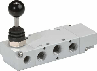 Pièces agricoles - Pièce pneumatique - Vanne 5/3, levier bouton 1/4"