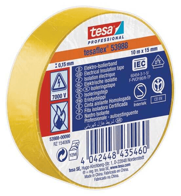 Chimie - Chimie divers - Ruban isolant, jaune, 20m x 19mm TesaFLEX®