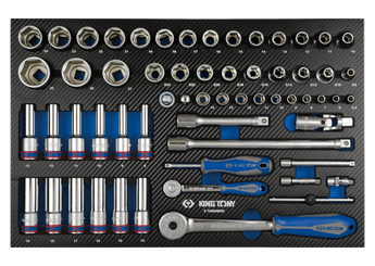 Outils - Outils divers - Module mousse + PP 60 pièces douilles 1/4 & 1/2" et accessoires