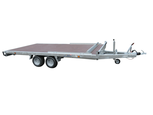 Materiels - Remorque voiture - PLATEAU ROUES DESSOUS 406x215 freiné 2 essieux PTAC : 2500 kg