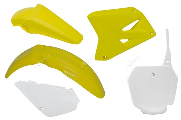 Pièces Quad & Motos - Plastiques - Kit plastique RACETECH couleur origine jaune/blanc Suzuki RM85