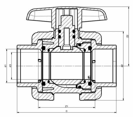 Pièces agricoles - Hydraulique - Robinet en PVC DIL 90 x 90