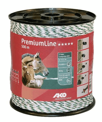 Pièces agricoles - Cloture,Jardin & Sylviculture - Fil Premium blanc/vert 500m