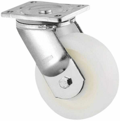 Pièces agricoles - Outils atelier - Roulette pivotante, chape et platine en acier mécano-soudé, zingué bleu