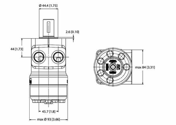 Pièces agricoles - Hydraulique - Mot. orbit, arbre Ø 1" bride C