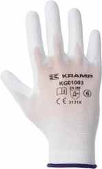 Vêtements et protections - Equipement - Gants de travail 1.001 8/M, paquet de 3, blanc, Protect by Kramp