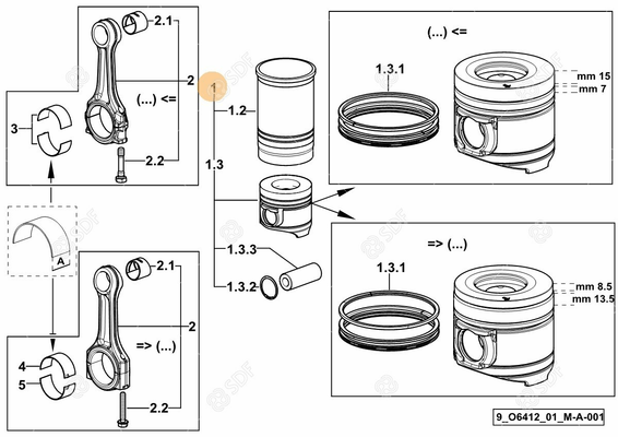 Pièces agricoles - Pieces moteur - GROUPE DU PISTON CYL