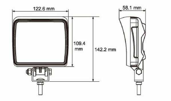 Pièces agricoles - Eclairage - Phare de recul LED carré 18W 2160lm faisceau large Deutsch