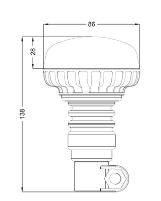 Pièces agricoles - Eclairage - Gyrophare LED, profil bas, 15W, 12-24V, ambre, montage sur poteau flexible, Ø 86mm x138mm