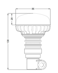Pièces agricoles - Eclairage - Gyrophare LED, profil bas, 15W, 12-24V, ambre, montage sur poteau flexible, Ø 86mm x138mm