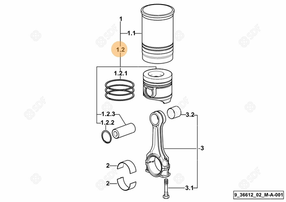 Pièces agricoles - Pieces moteur - PISTON COMPLET Deutz-Fahr origine
