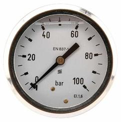 Pièces agricoles - Hydraulique - Manomètre Ø63 0-100bar ¼" ar.