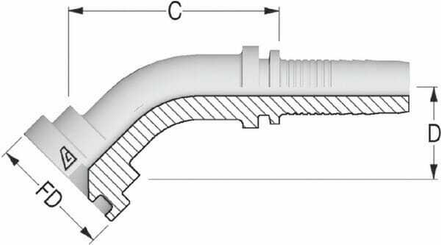 Pièces agricoles - Hydraulique - Raccord à bride DN20-Ø44,5 45°