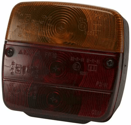 Pièces agricoles - Eclairage - Feu arrière carré, 12/24V, rouge/ambre, à boulonner, 105x100x52mm