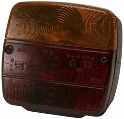 Pièces agricoles - Eclairage - Feu arrière carré, 12/24V, rouge/ambre, à boulonner, 105x100x52mm