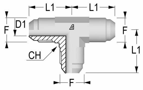 Pièces agricoles - Hydraulique - Raccord T egal UNF 1 1/16