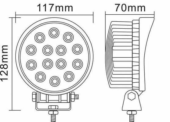 Pièces agricoles - Eclairage - Phare de travail LED rond 42W 3360lm, 10/30V, Ø 117mm, faisceau large 14 LED gopart