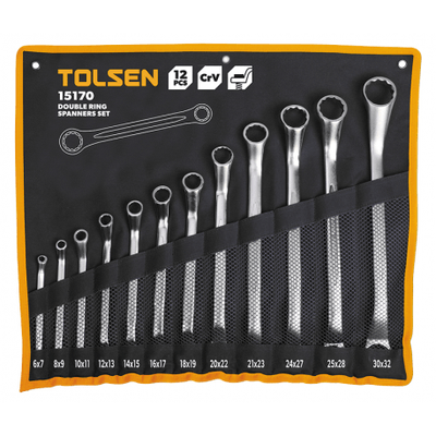 Outillage a main - Clés - KIT 12 CLES POLYGONALES DEPORTEES TOLSEN (15896)