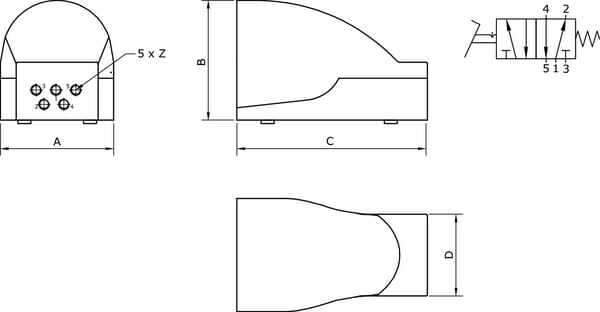 Pièces agricoles - Pièce pneumatique - Vanne 5/2 à pédale 1/4"