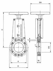 Pièces agricoles - Hydraulique - Vanne guillotine+volant DN200