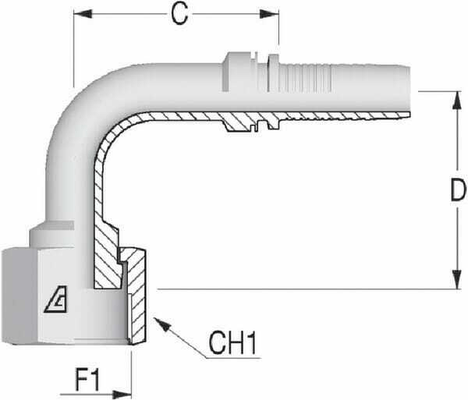 Pièces agricoles - Hydraulique - Raccord DN08-11/16 ORFS 90°