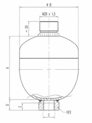 Pièces agricoles - Hydraulique - Accumulateur 0,75 L 210/30 bar