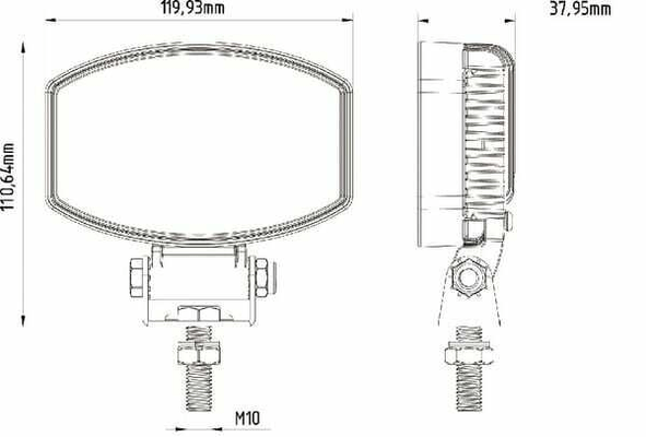 Pièces agricoles - Eclairage - Phare de travail LED ovale 15W 1900lm 10/30V, 120x38x80mm faisceau large 10 LED Kramp