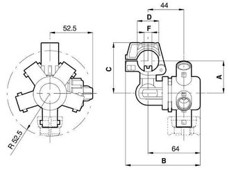 Pièces agricoles - Pièce Pulvérisateur - Porte-buse 3 voies pour tuyau 1/2", Compact Jet, Dry-Boom