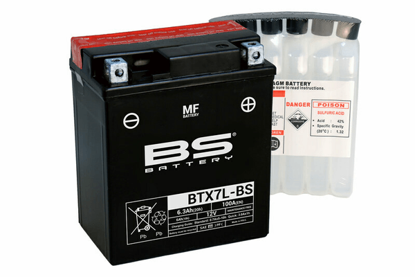Pièces Quad & Motos - Electrique - Batterie BS BATTERY sans entretien avec pack acide - BTX7L-BS