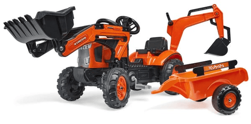 Loisirs - Jouets - Tractopelle Kubota avec excavatrice et remorque